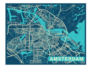 Amsterdam City Map Mural Wallpaper
