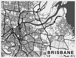 Brisbane City Map - Newsprint