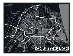 Christchurch Map - Ebony