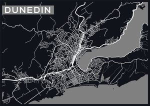 Dunedin City Map Art - Ebony