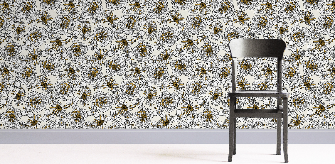 Cream/Gold Floral Wallpaper - NZ