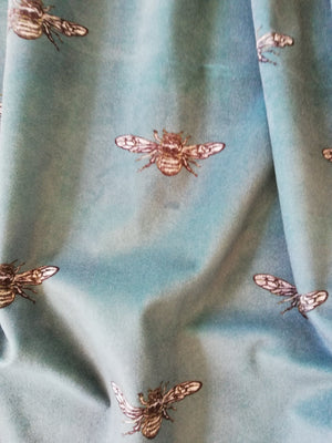 Blue Bee Velvet Fabric