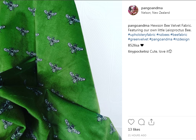 Green Velvet Bee - Hewson Bee Fabric
