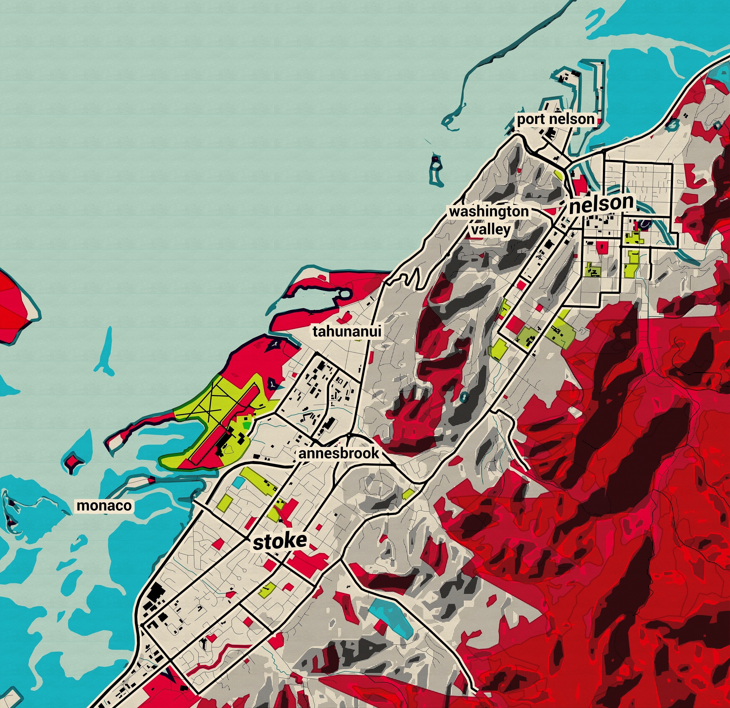 Nelson City Map - Pop Art