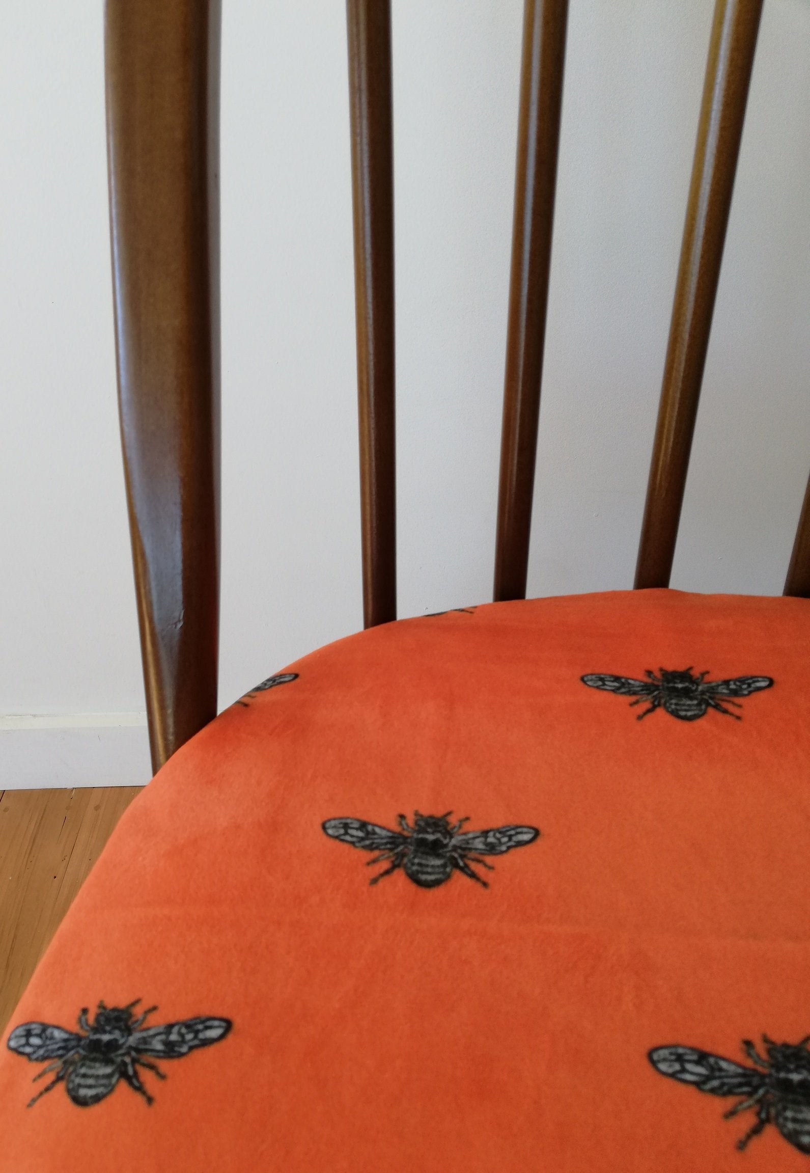 Orange Bee Velvet Fabric