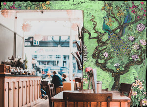 Cool Cafe - Chinoiserie Peacock Wallpaper