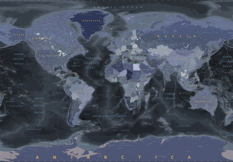 Black and Blue World Map Wallpaper